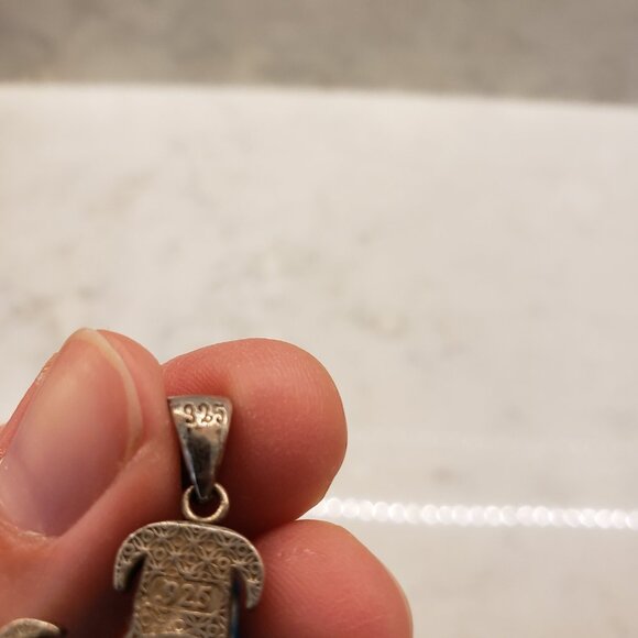 Blue Millefiori Murano Glass And Sterling Silver 925 Cross Pendant - Picture 6 of 8